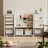 Bellemave® Kids Toy Storage Organizer 8 Storage Cabinet Removable Toy Bins, 4 - Tier Book Organizers Storage and 2 Cabinet Storage - Bellemave